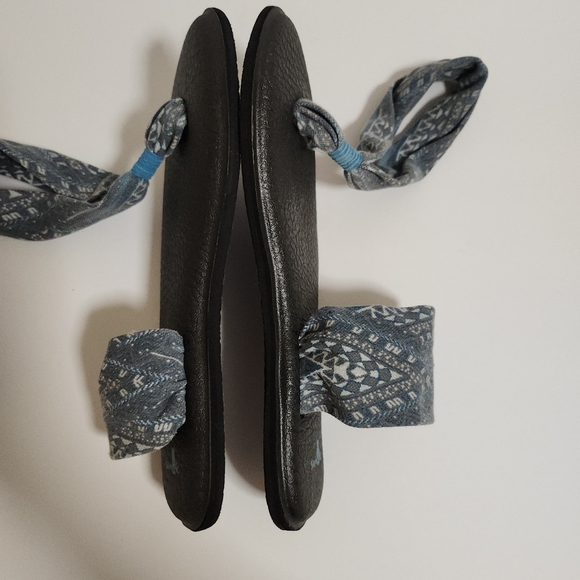 SANUK YOGA MAT CLOTH SLING/STRAP THONG SANDAL FADED BLUE/GREY WOMENS SIZE 9 US - Picture 6 of 11